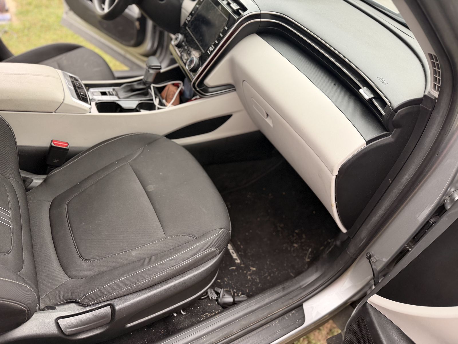 Front passenger seat before detailing